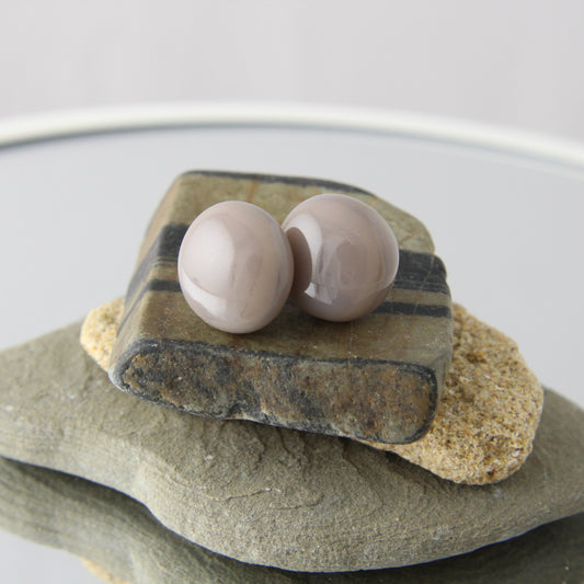 'Seal Grey' Fused Glass Earrings Studs