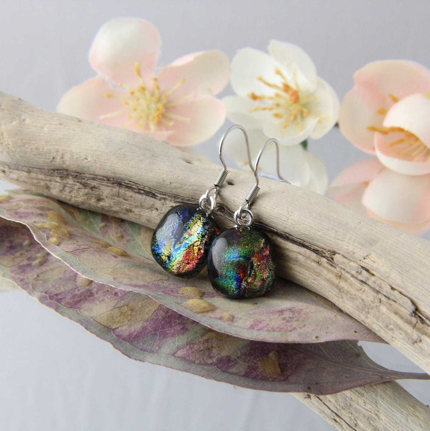 Earth's Colours Fused Glass Earrings Drops