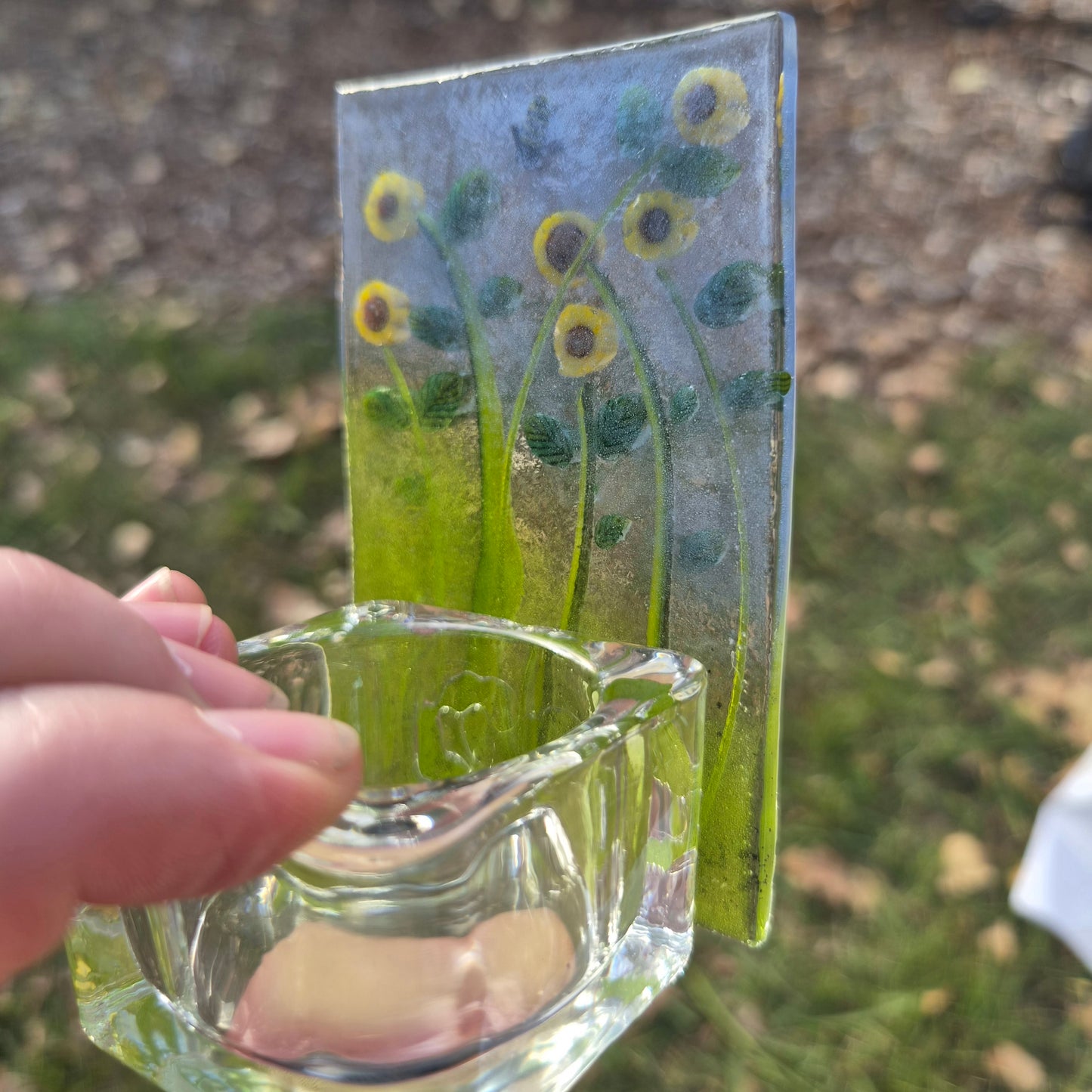 Sunflower Fused Glass Tealight