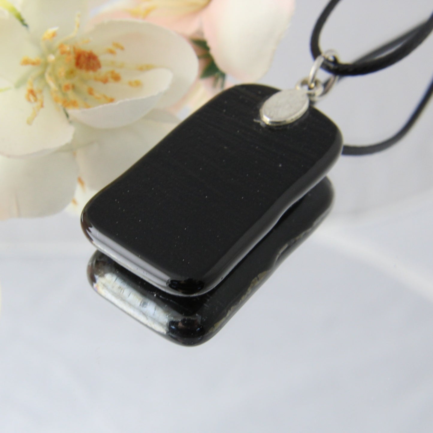 Dark Crackle Fused Glass Pendant