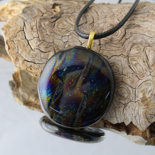 Oil Slick Fused Glass Pendant