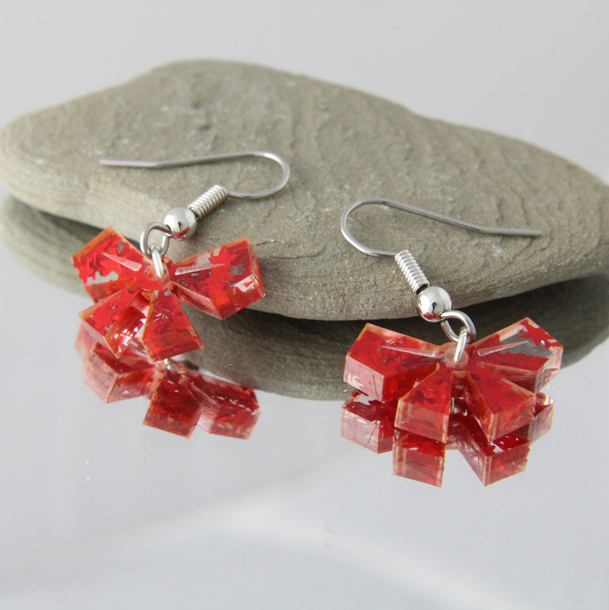 'Geometric Christmas Bows' Acrylic Earrings