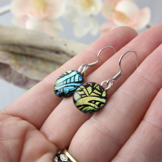 Tribal Fused Glass Earring Drops