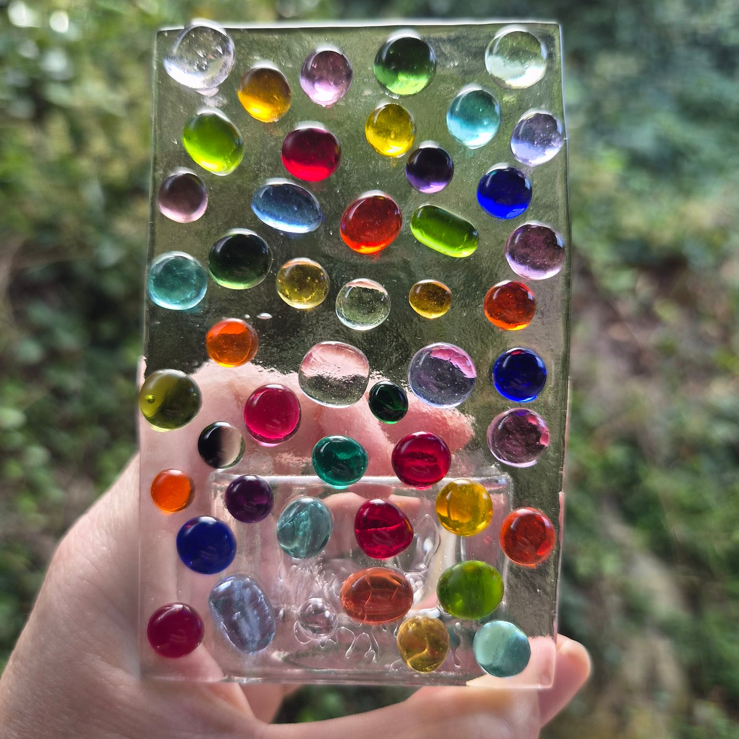 Coloured Drops Fused Glass Tealight