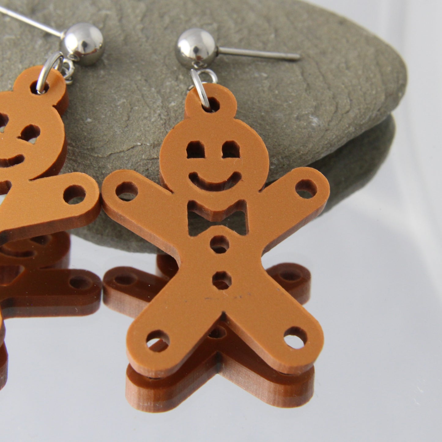Jolly Gingerbread Man Acrylic Earrings Dangles
