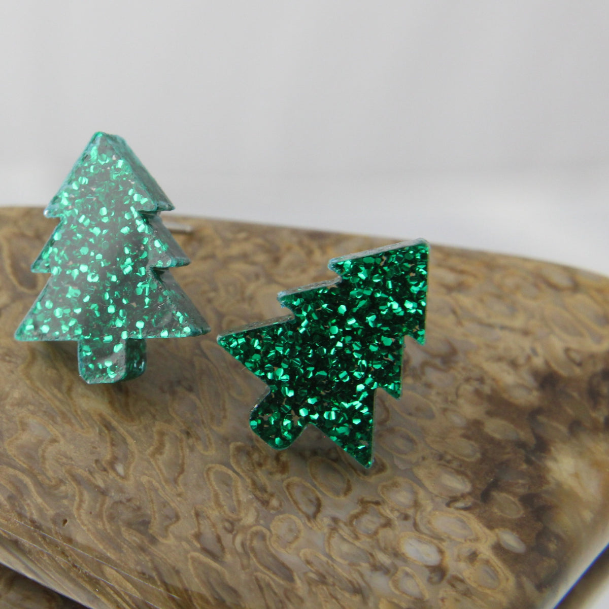Green Christmas Tree Stud Earrings
