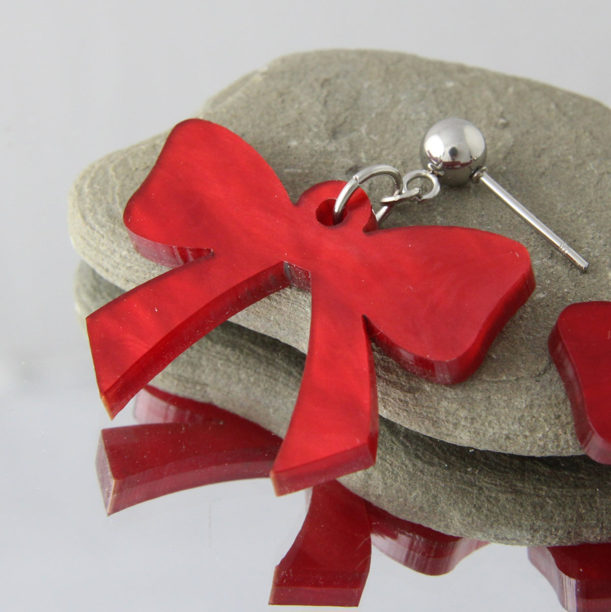 'Christmas Bow' Acrylic Earrings - pick a colour!