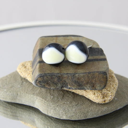 'Penguin' Fused Glass Earrings Studs