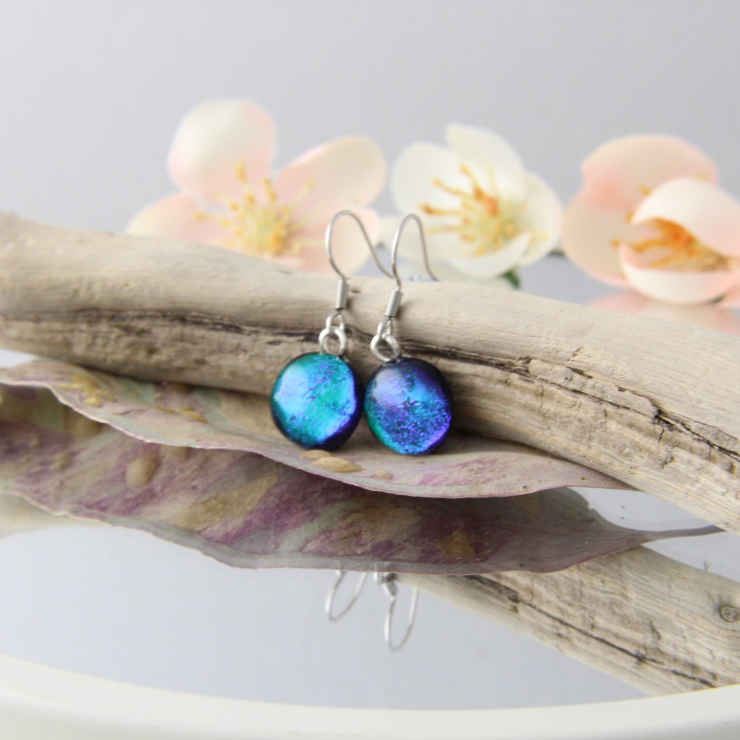 Luscious Emerald Green Fused Glass Earrings Drops