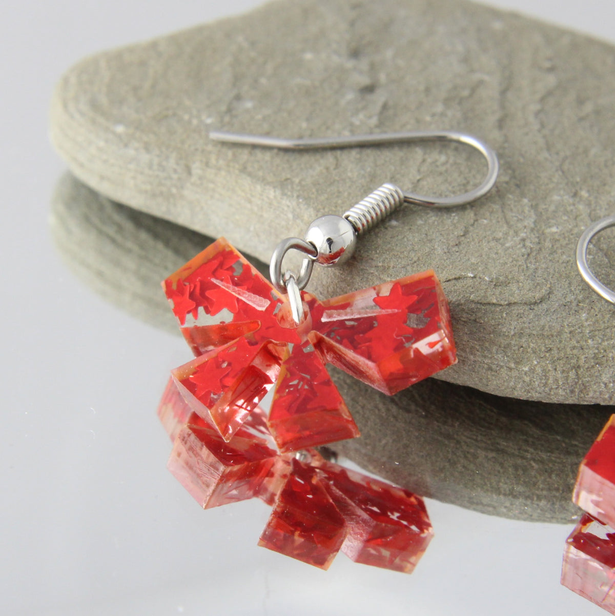 'Geometric Christmas Bows' Acrylic Earrings