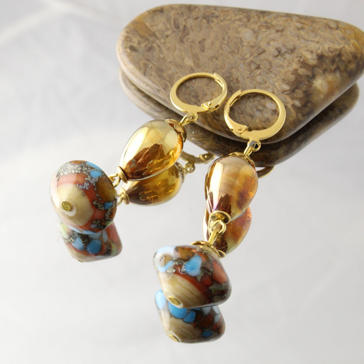 'Gold Rush' Handmade Glass Earrings