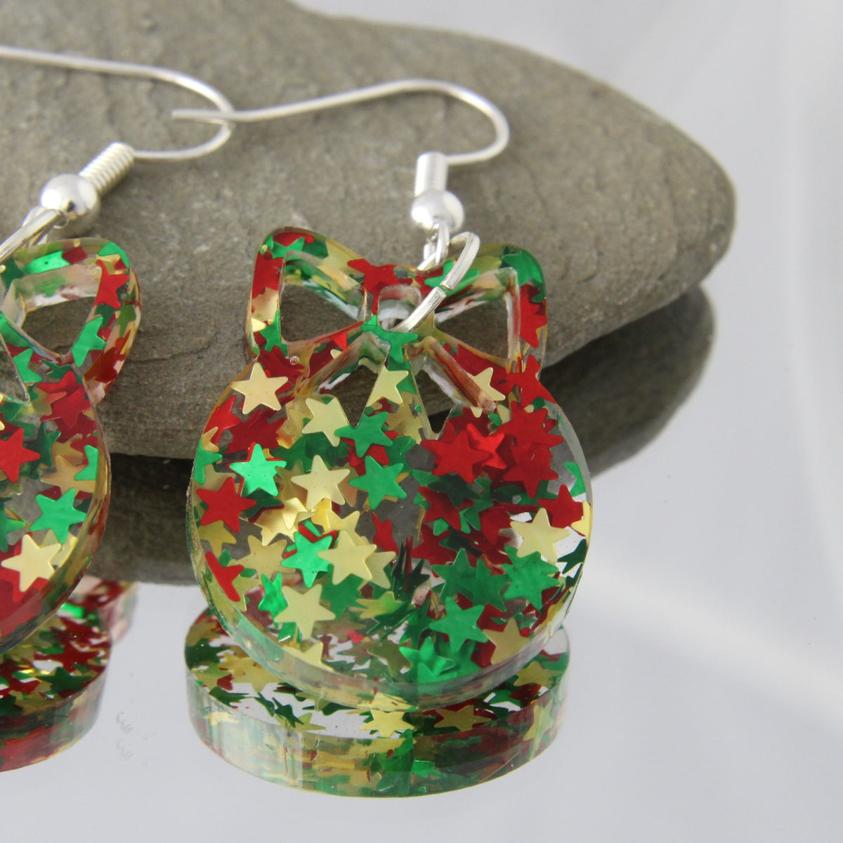 'Christmas Baubles & Bows' Acrylic Earrings