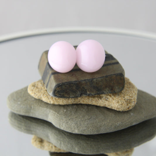 'Pastel Pink' Fused Glass Studs Earrings