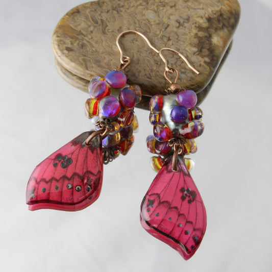 'Butterfly Wing' Glass & Resin Earrings