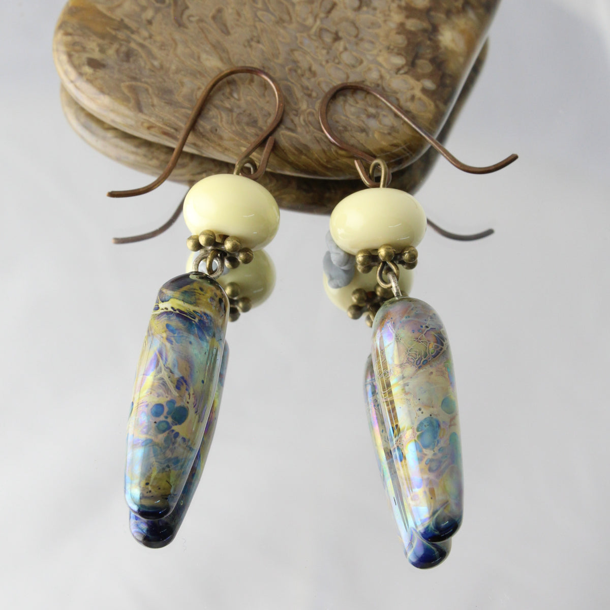 'Geological Marvel' Handmade Glass Earrings