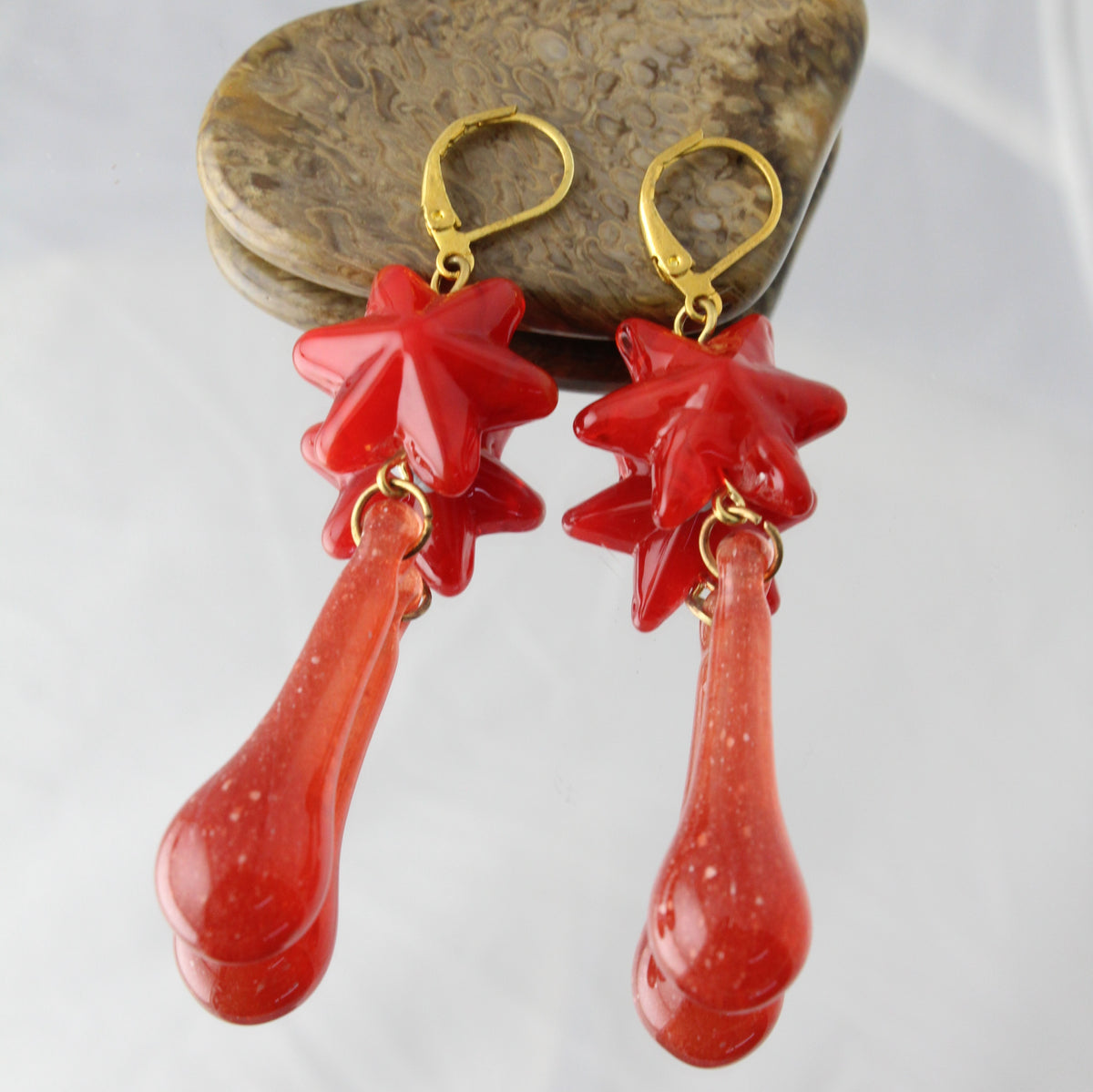 'Christmas Star' Handmade Glass Earrings
