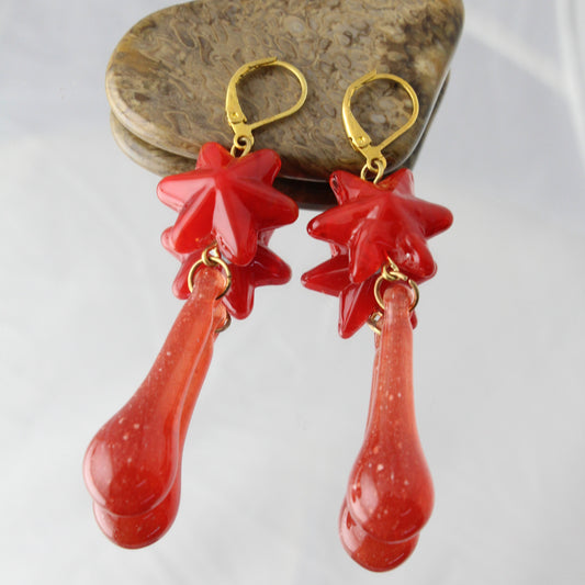 'Christmas Star' Handmade Glass Earrings