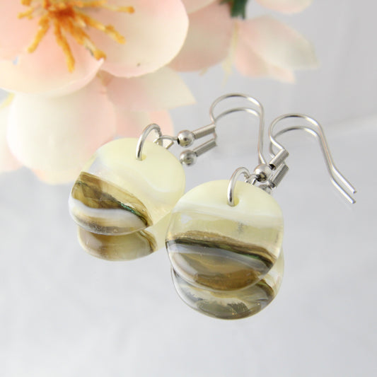 'Streaky Bliss' Fused Glass Flat Out Dangles Earrings