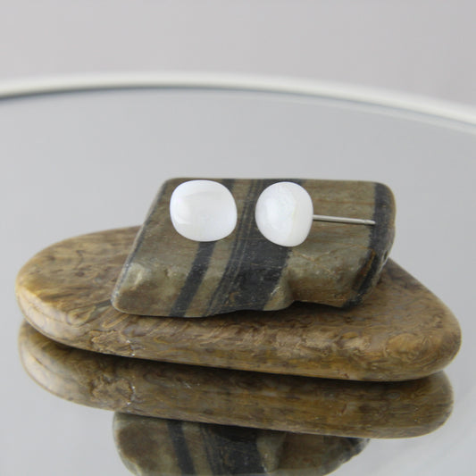 'Ice Queen' Fused Glass Mini Studs Earrings