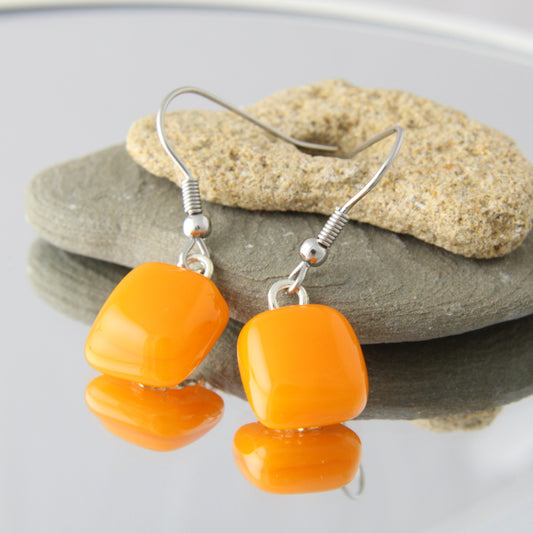 'Orange you surprised?' Fused Glass Earrings Dangles