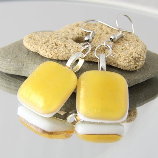 'Iridescent Dream' Fused Glass Earrings Dangles