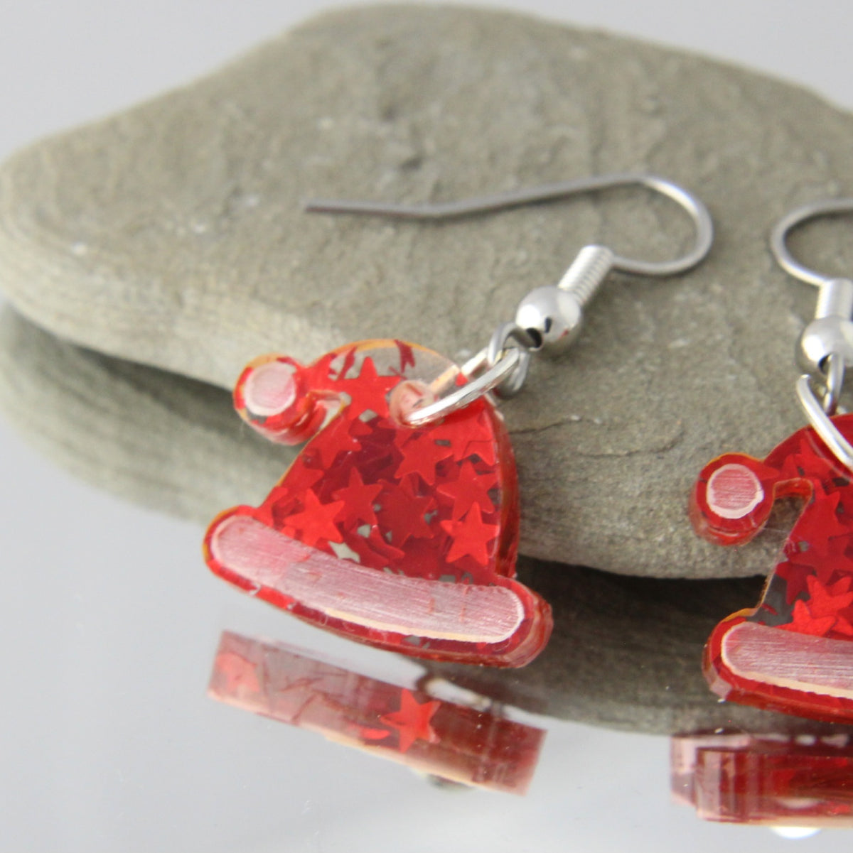 'Santa's Hat' Red Acrylic Earrings