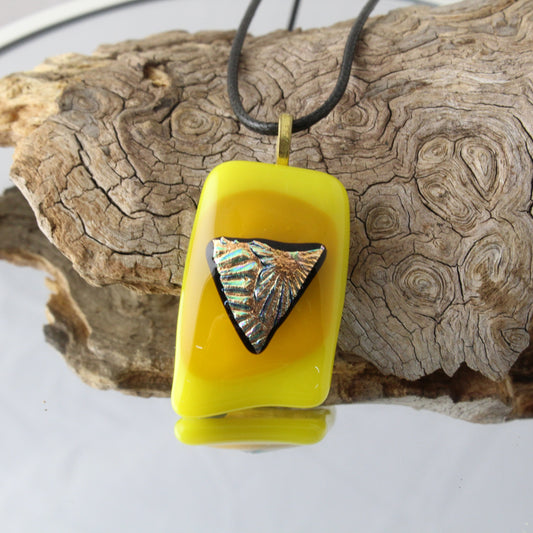 Yellow Magic Fused Glass Pendant