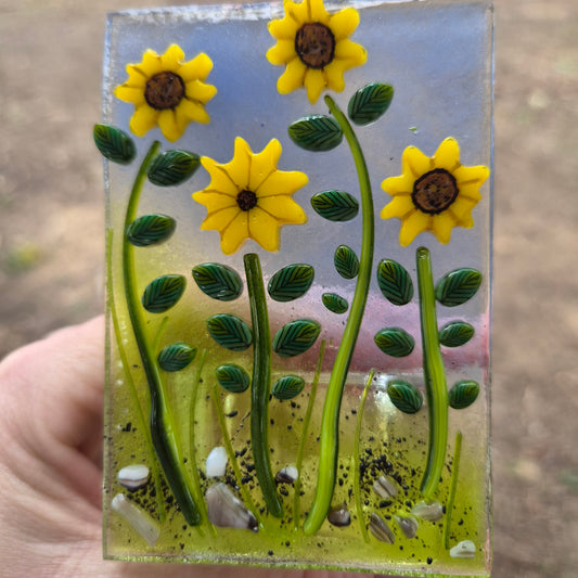 Large Sunflower Fused Glass Tealight