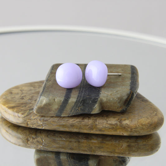 'Neo Lavender' Fused Glass Mini Studs Earrings
