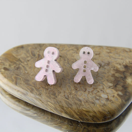 'Weeny Gingerbread Men - Violet' Acrylic Earrings Studs