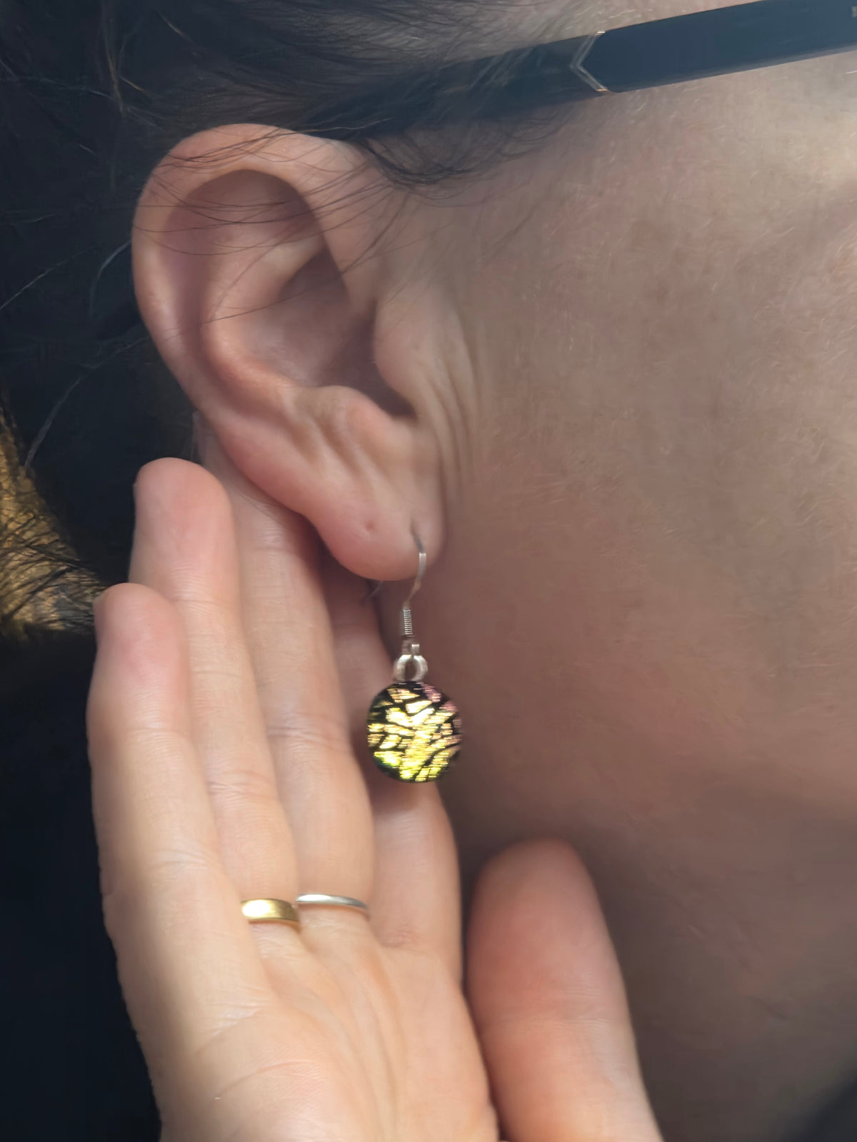 Tribal Fused Glass Earring Drops