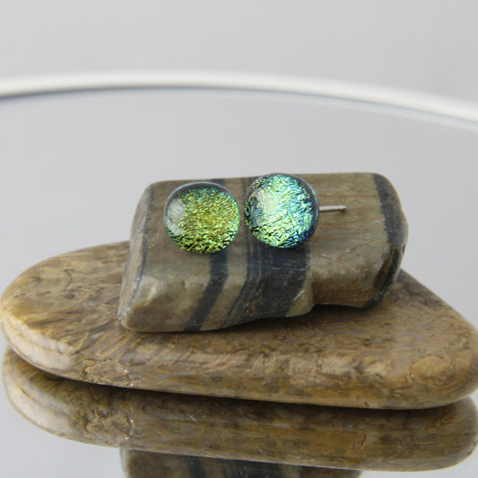 'Sparklepants Yellow' Fused Glass Mini Studs Earrings