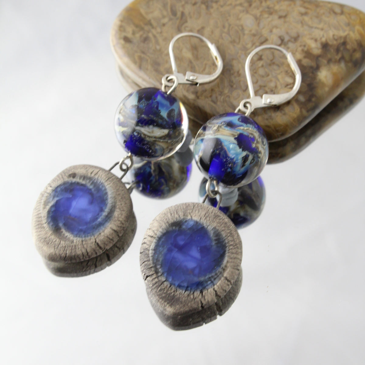 'Swirling Earth' Earrings Leverbacks