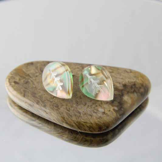 Green Rainforest Leaf Stud Earrings