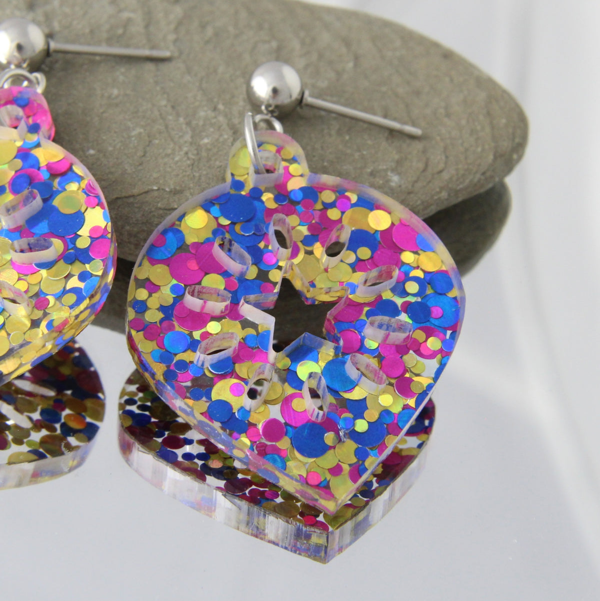 'Multicolour Christmas Baubles' Acrylic Earrings