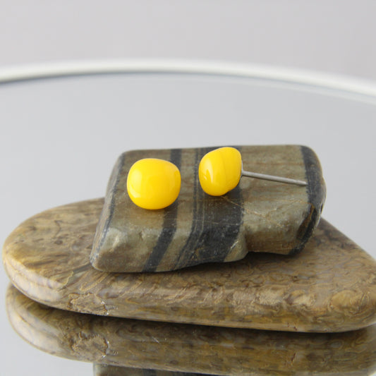 'Golden Chunk' Fused Glass Mini Studs Earrings