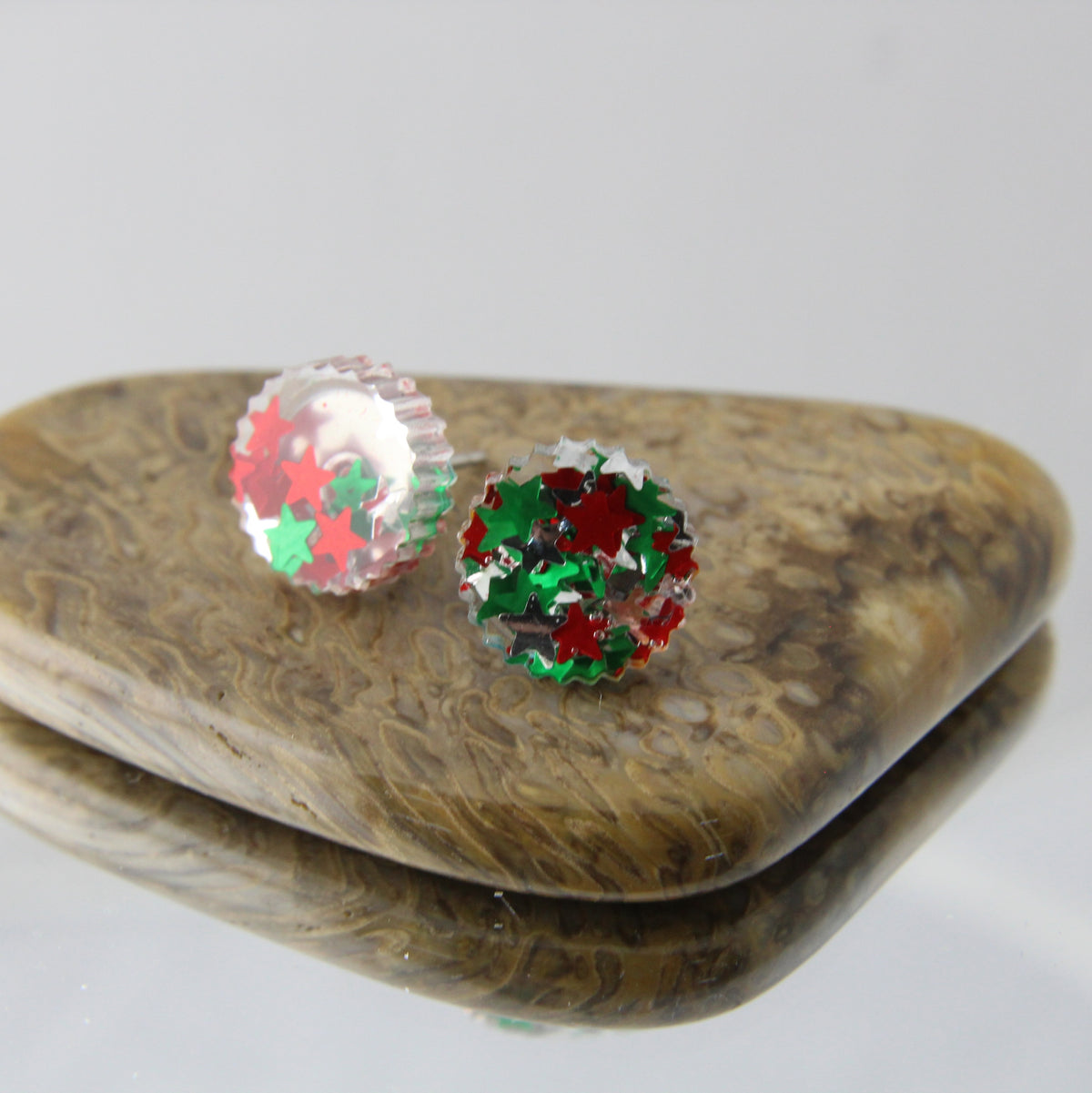 'Christmas Circle' Acrylic Earrings Studs