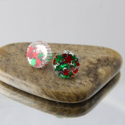 'Christmas Circle' Acrylic Earrings Studs