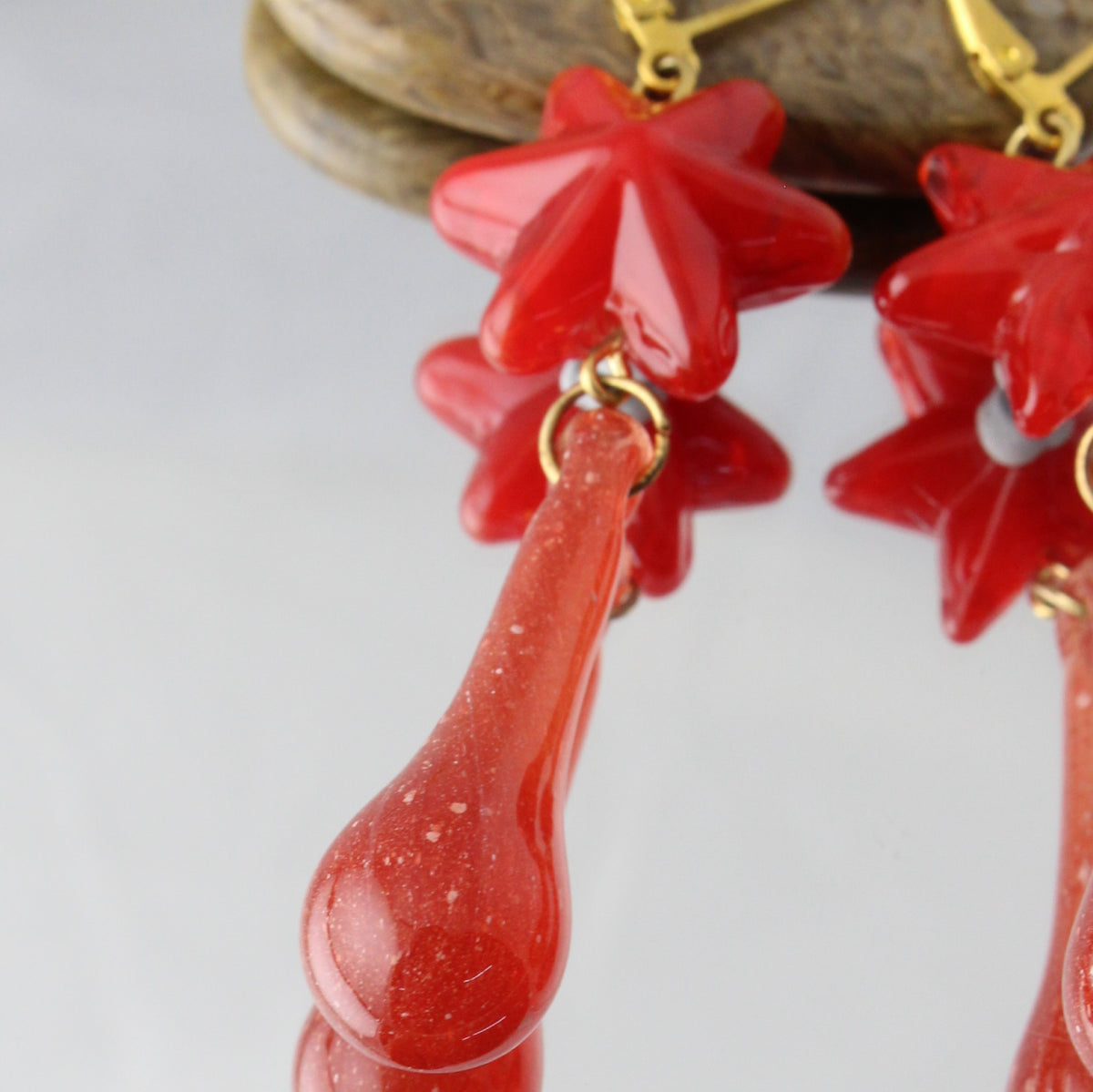 'Christmas Star' Handmade Glass Earrings