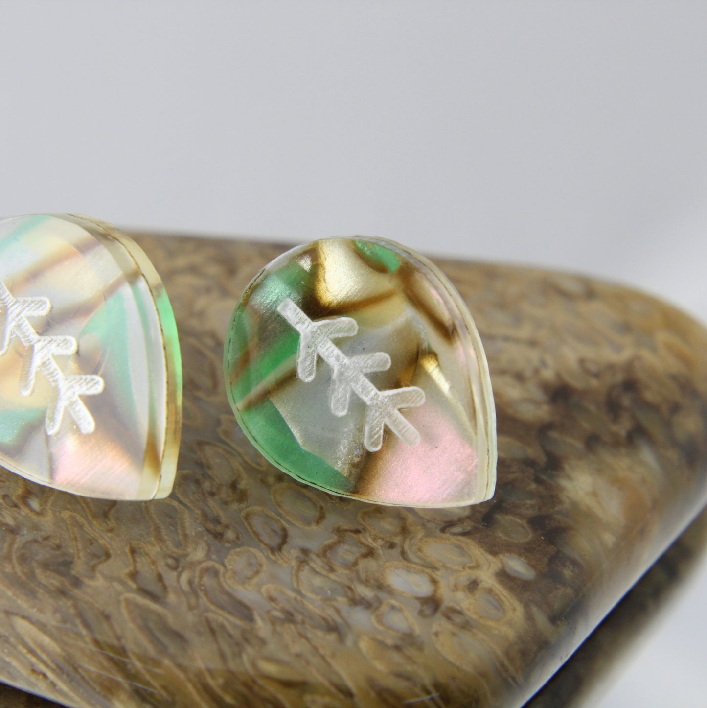 Green Rainforest Leaf Stud Earrings