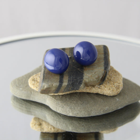 'Navy Blue' Fused Glass Studs