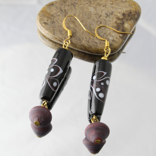 'Sombre Evening' Handmade Glass Earrings