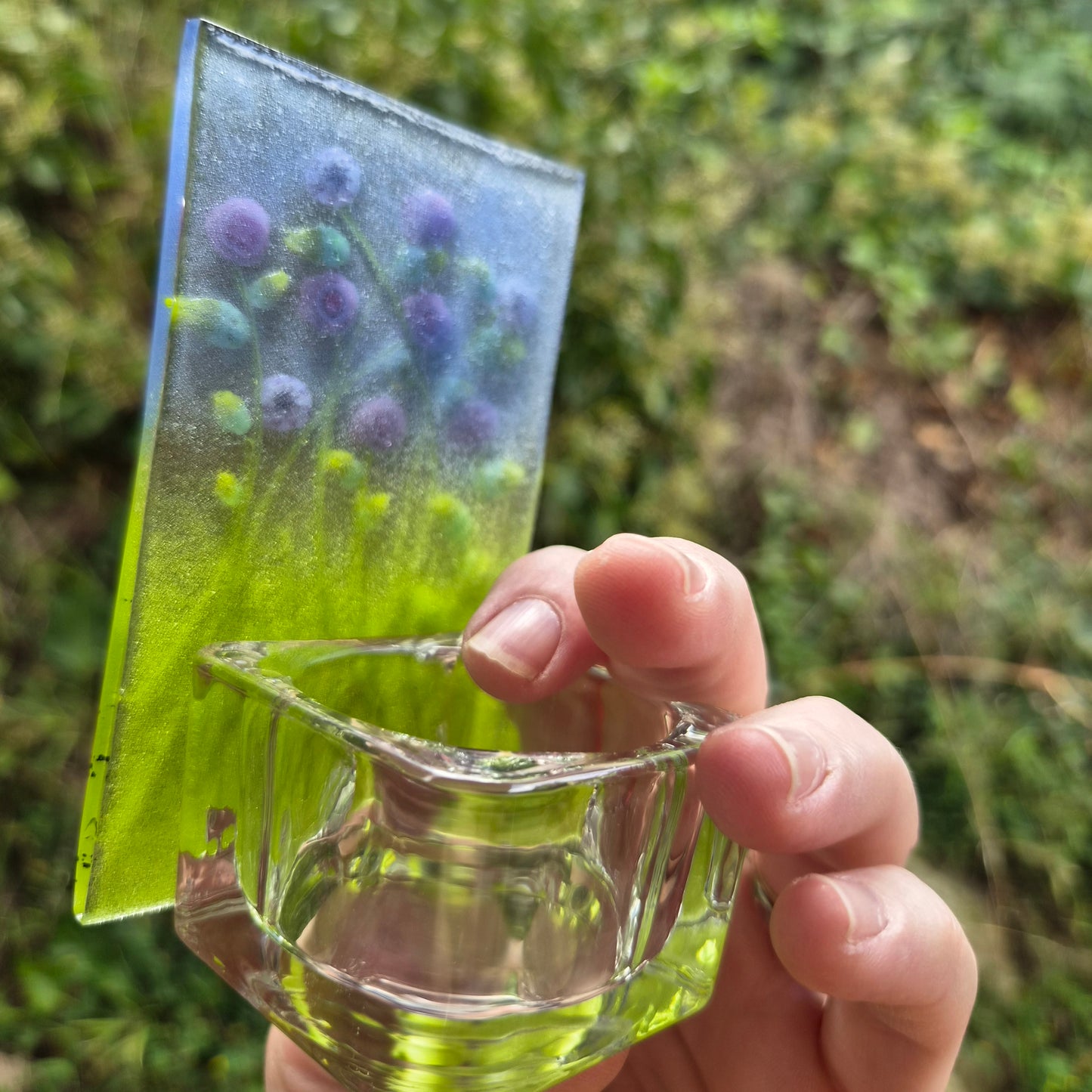Purple Flower Fused Glass Tealight