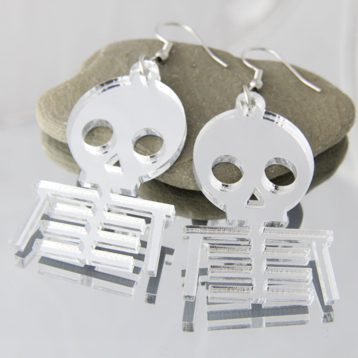 Skeleton Silver Acrylic Dangles
