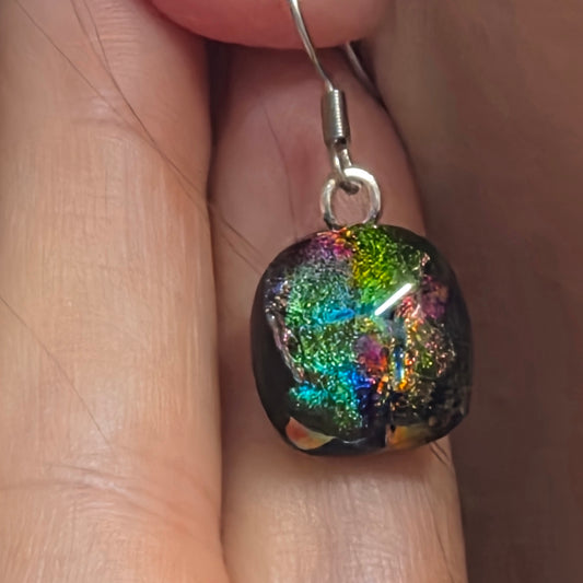 Earth's Colours Fused Glass Earrings Drops