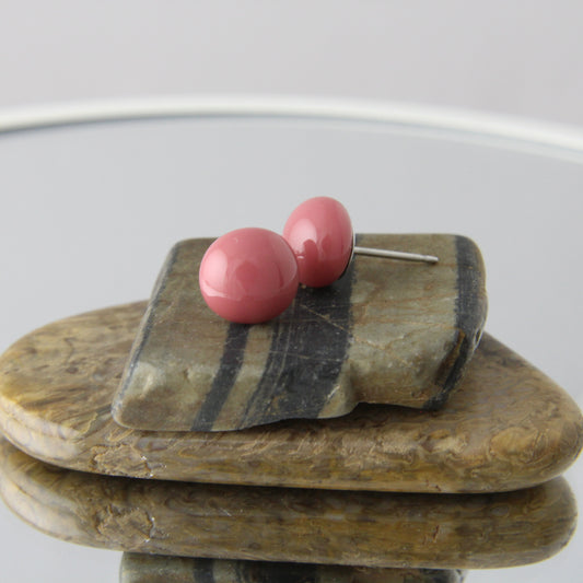 'Little Rose' Fused Glass Mini Studs Earrings