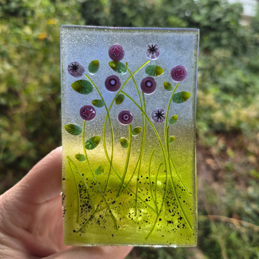 Purple Flower Fused Glass Tealight