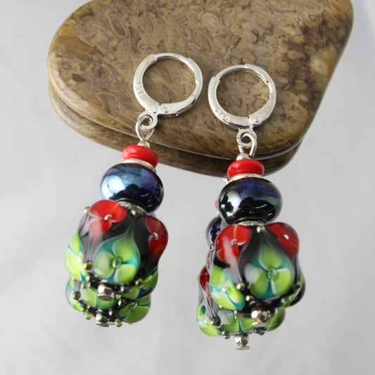 'Dark Forest' Glass Earrings