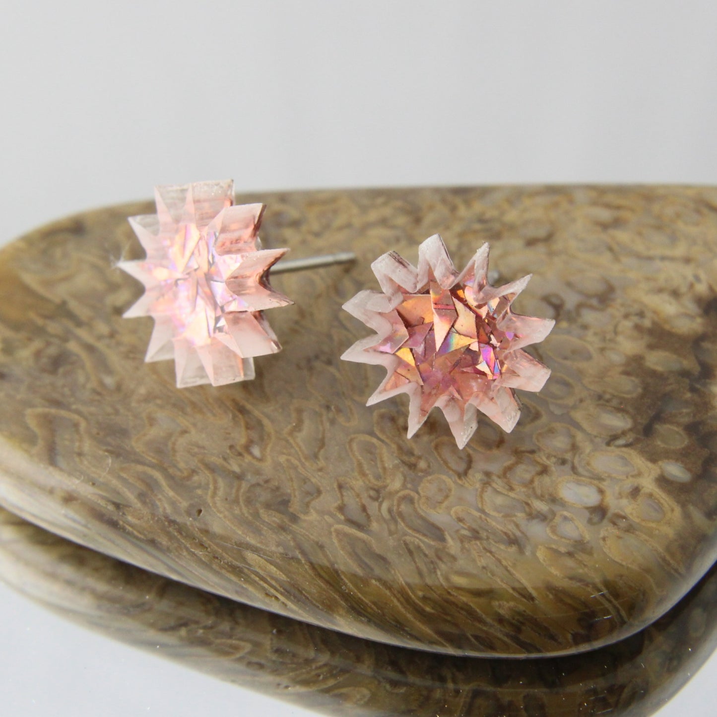 Pink Explosion Acrylic Studs Earrings