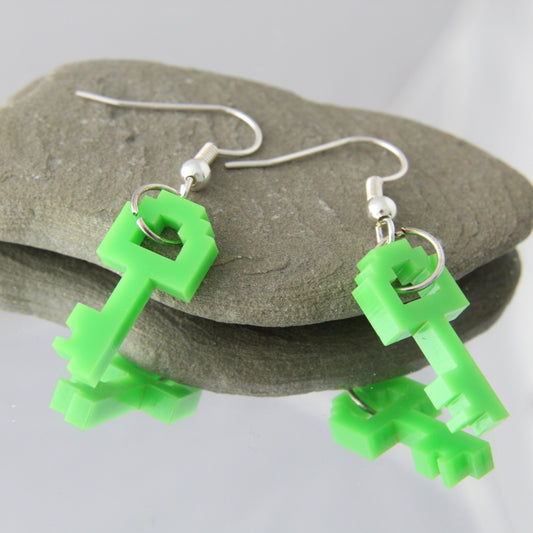 Digital Green Key Acrylic Earrings